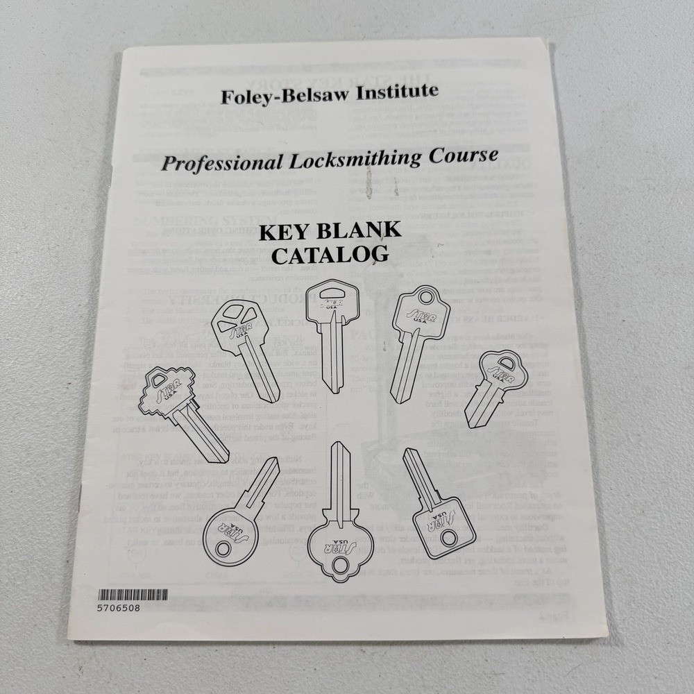Professional Locksmithing Foley-Belsaw Key Blank Catalog